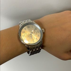 SILVER TONE LARGE FACE WATCH
